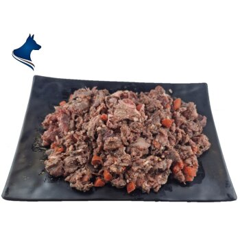 Barf Menü Rind mit Karotte, Apfel und Reis (1000g)