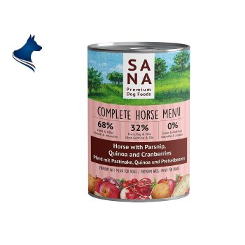 Fleischdose Pferd mit Pastinake, Quinoa und Preiselbeeren (400g)