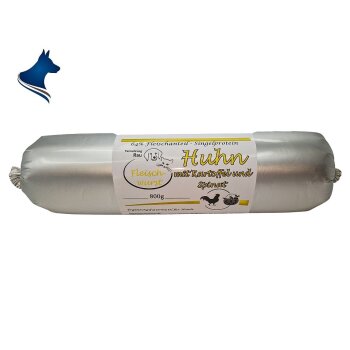 Fleischwurst Huhn mit Kartoffel und Spinat (800g)