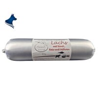 Fleischwurst Lachs mit Rind, Reis und Möhren (800g)