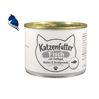 Katzendose Fisch mit Geflügel, Kürbis und Seealgenmehl (200g)